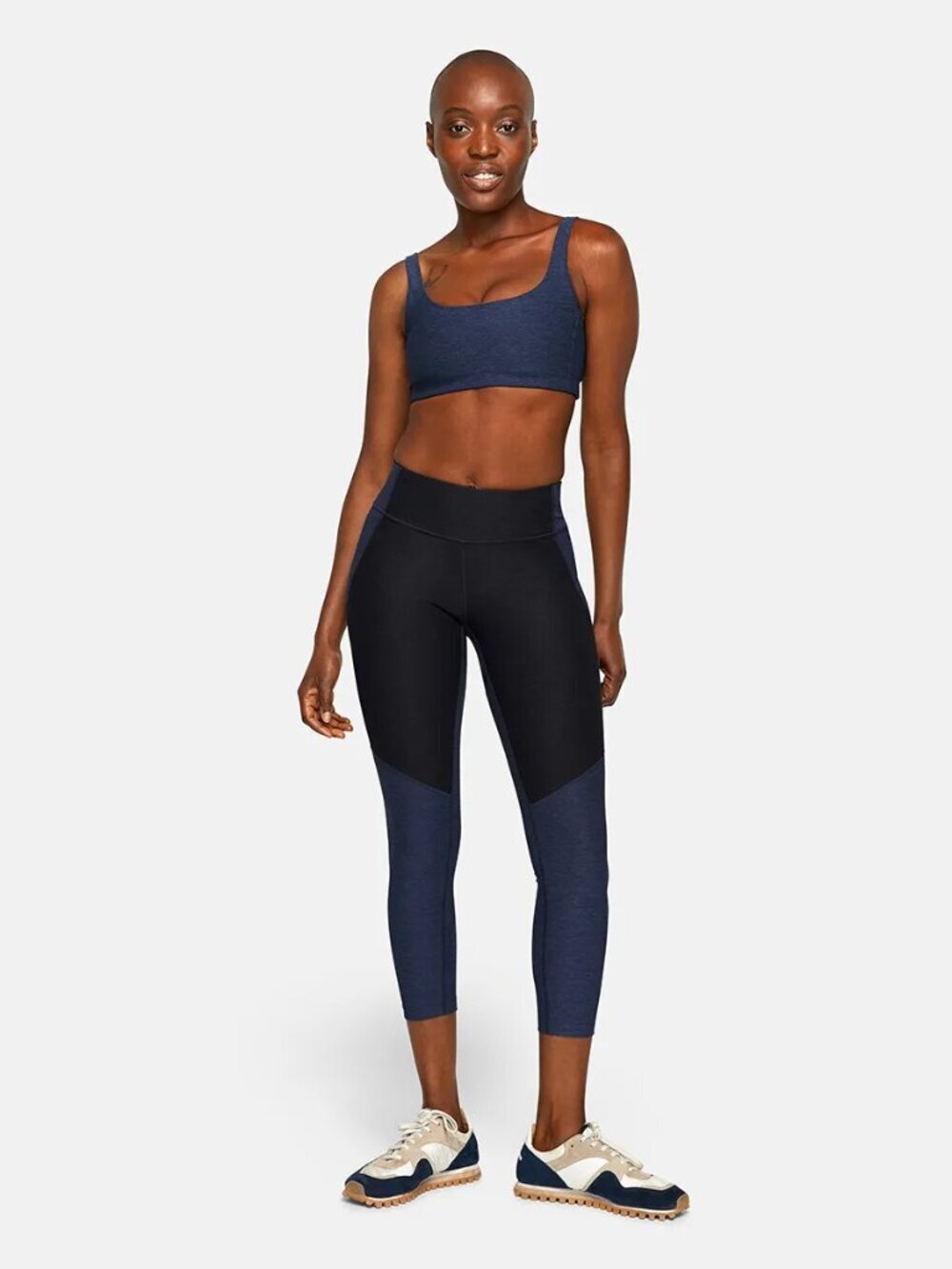 OUTDOOR VOICES Warm-Up Two Tone Blue Black High Rise 3/4 Leggings, Size XS